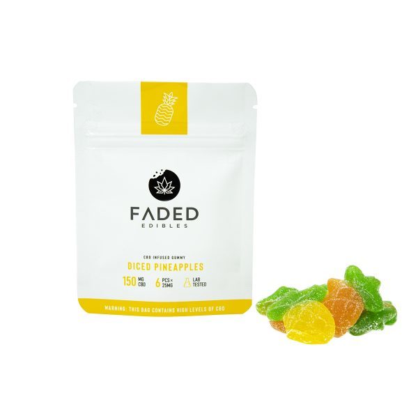 Faded Edibles – CBD 150mg Diced Pineapples | Get Kush Canada