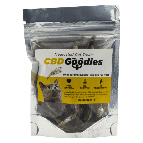 CBD Goodies – Medicated Cat Treats – Dried Sardines – 100mg CBD | Get Kush Canada