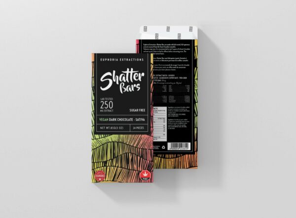 Euphoria Extractions – Shatter Bars – Vegan Dark Chocolate (Sugar Free) – Sativa – 250mg THC | Get Kush Canada