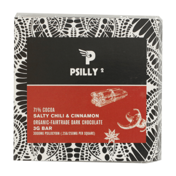 Psilly – Dark Chocolate Bar – Salty Chili & Cinnamon | Get Kush Canada