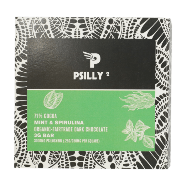 Psilly – Dark Chocolate Bar – Mint & Spirulina | Get Kush Canada