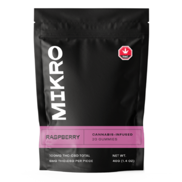 Mikro – 1:1 THC/CBD Gummies – 100mg – Raspberry | Get Kush Canada
