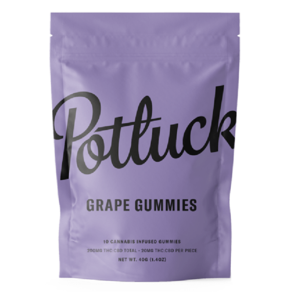Potluck Extracts – Grape Gummies (1:1) – 100mg THC / 100mg CBD | Get Kush Canada
