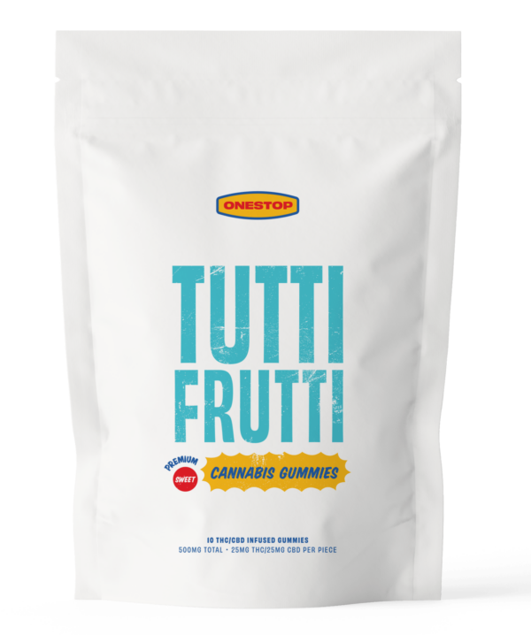 OneStop – Tutti Frutti 1:1 Gummies – 250mg THC / 250mg CBD | Get Kush Canada